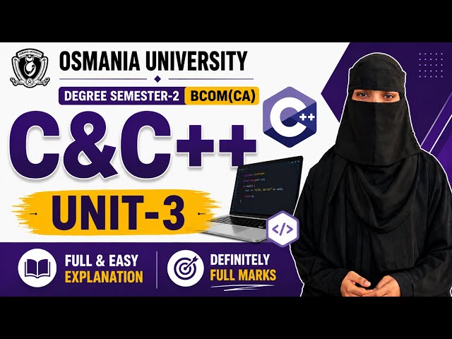 📌UNIT-3 C & C++ | Degree sem-2 bcom computers C & C++ UNIT-3 Full Explanation to score full marks💯✅