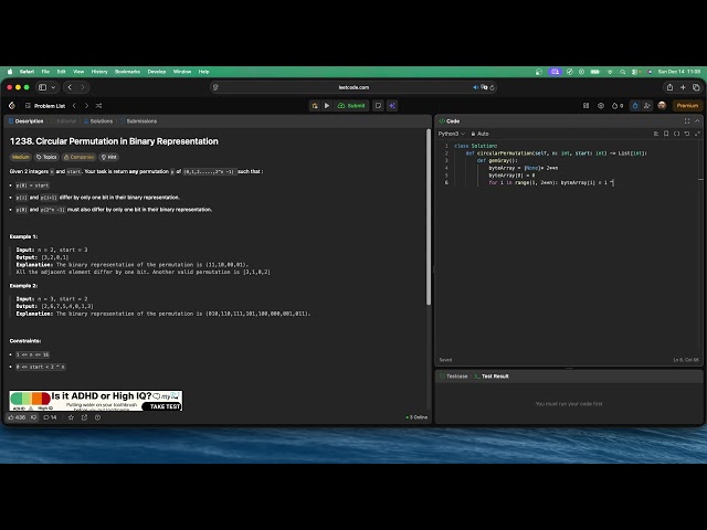 No Sound Leetcode 1238: Circular Permutation in Binary Representation
