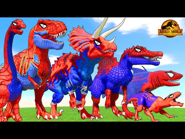 All Dinosaur Indoraptor Fighting Tyrannosaurus Rex Distortus Rex Indominus Rex in Jurassic World