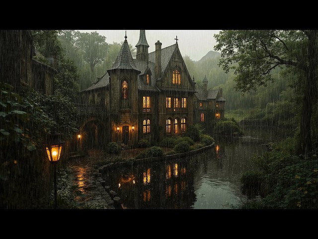 Deep Study Beneath the Glow of an Old Manor | Rain Across Still Water & Dark Academia Piano