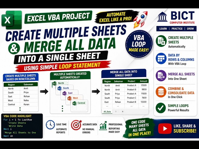 Master Excel VBA Loops  Create Multiple Sheets & Combine Data Automatically