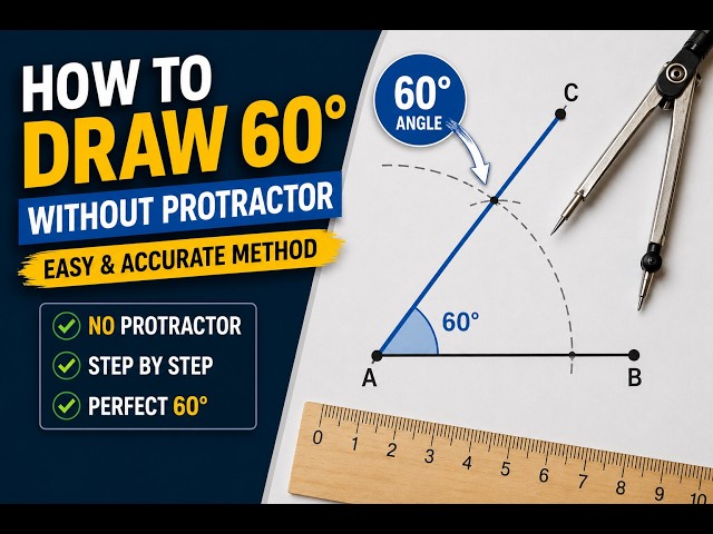 How to Draw a 60° Angle Without a Protractor | Compass & Ruler