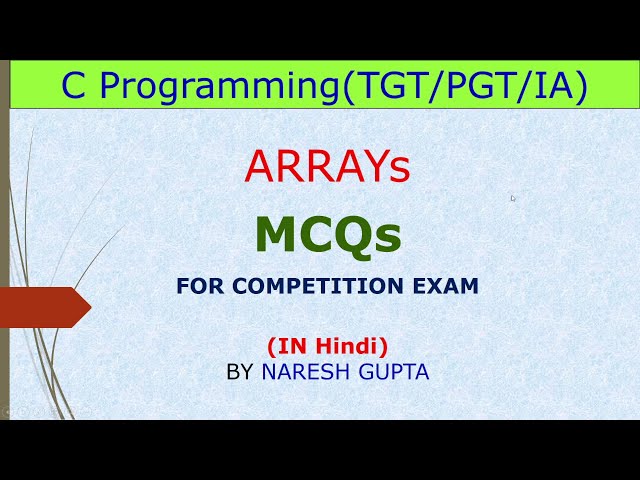 MCQ's on Array in C | MCQ's for Competitive Exams | PART - I