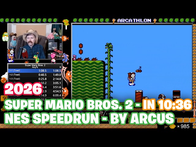 Super Mario Bros. 2 - NES Speedrun in 10:36 by Arcus 🤠 | Date: 8 Jun 2026