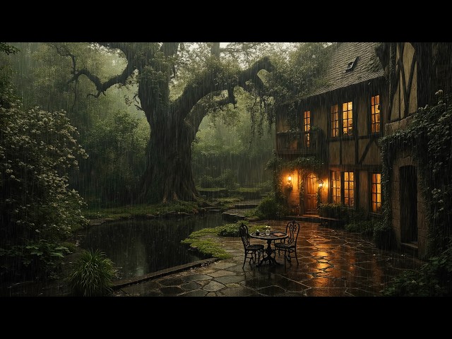 A Table, a Book, and Rain in the Garden | Dark Academia Ambience for Quiet Writing & Gentle Focus