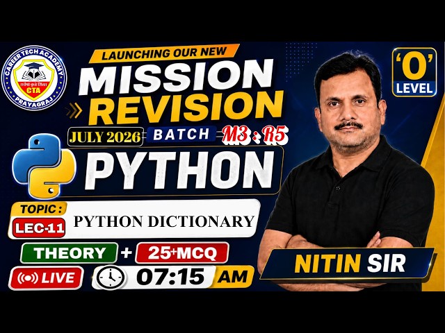 Mission Revision: Python Dictionary (Lec-11) | O Level July 2026 Batch #pythonprogramming #olevel