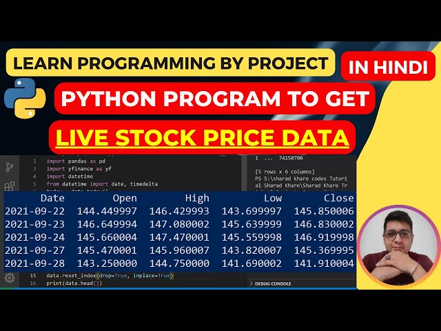 Python Program to get Live Stock Price Data || yfinance API for Live Stock Price Data || Python Code