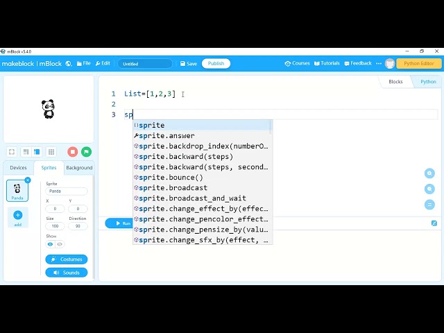 How to make a list in Python (mBlock)
