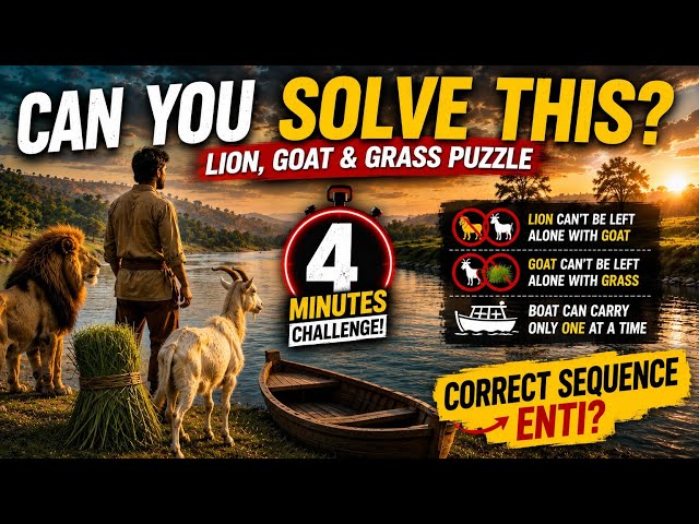 Can You Solve This Crazy River Crossing Puzzle in 4 Minutes? 🦁🐐🌿 | Interview Puzzle