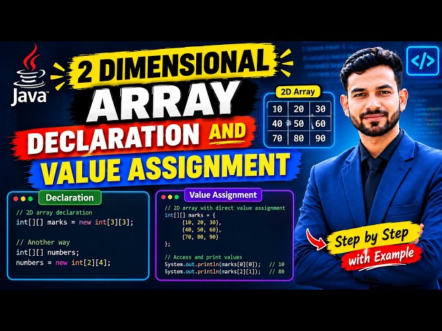 2 Dimensional Array in Java | Declaration & Value Assignment | Java Tutorial in Hindi |  charitra