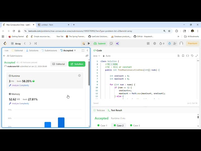 Leetcode 485  Max Consecutive Ones - Popular Interview Question   - Explained In Hindi