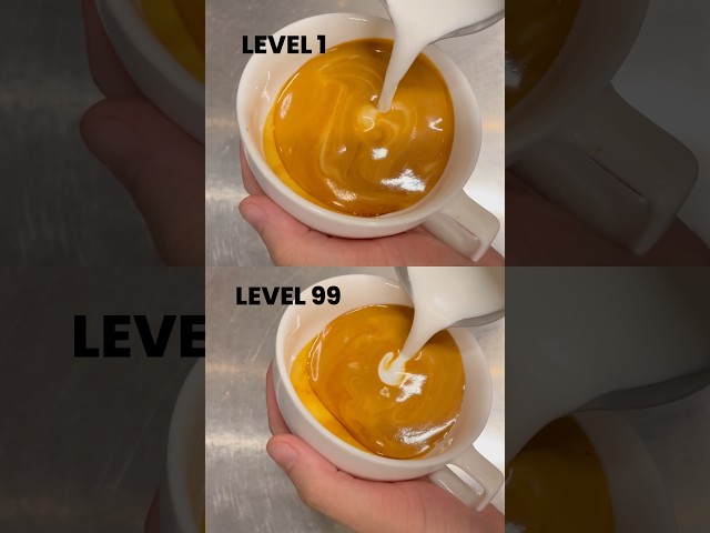 Latte Art Tutorial Tulip: Level 1 VS Level 99 #shorts #latteart #tutorial #tips