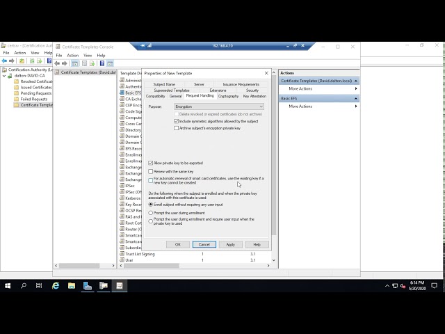 Working with certificate templates