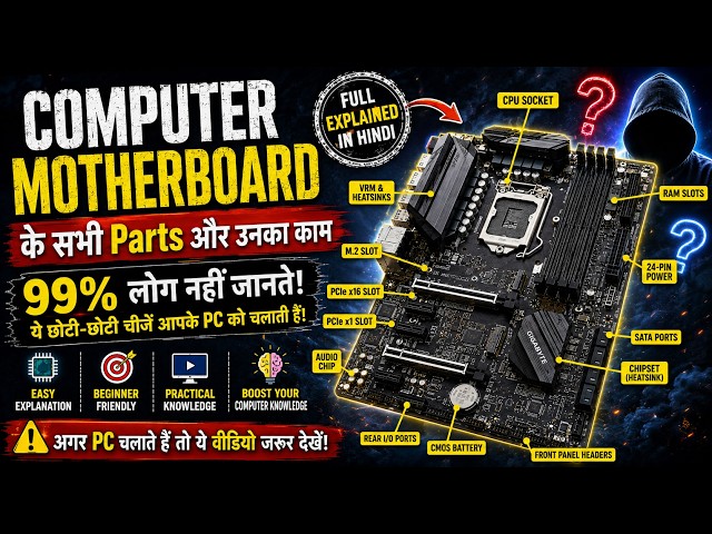 Computer Motherboard के सभी Parts और उनका काम !!! #MjTech19 #SurinderChaudhary #Motherboard