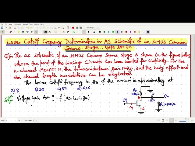 Lower Cutoff Frequency Determination in AC Schematic of an NMOS Common Source Stage : Gate 2013 EC