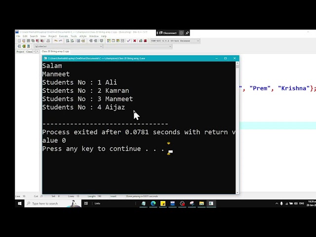 String Array in C++ Declaration and Reading using While loop