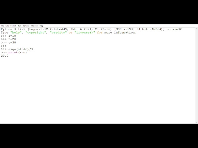 Python program : WAP to find average of 3 number 
