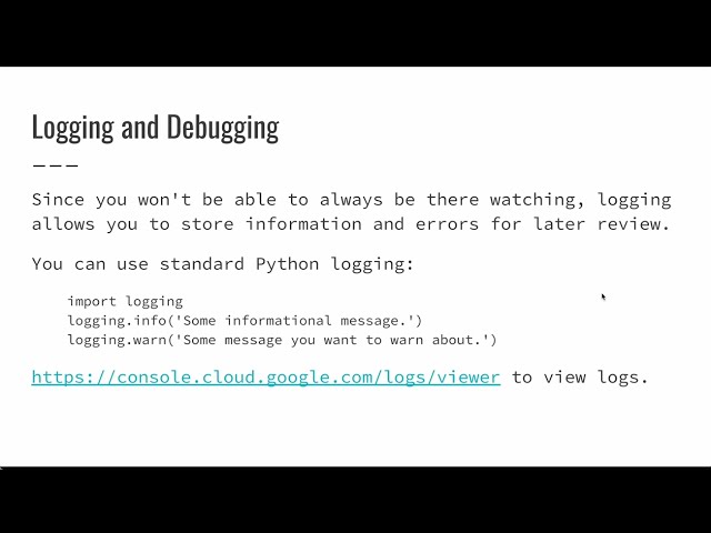 CS1520 Lecture 14: Using Python and Cloud Logging in your Google App Engine Application