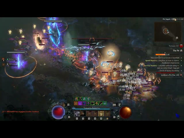 Diablo 4 S14 Barbarian Pit150 06:27 Clear Flame Charge (World Rank #1 as of posting)