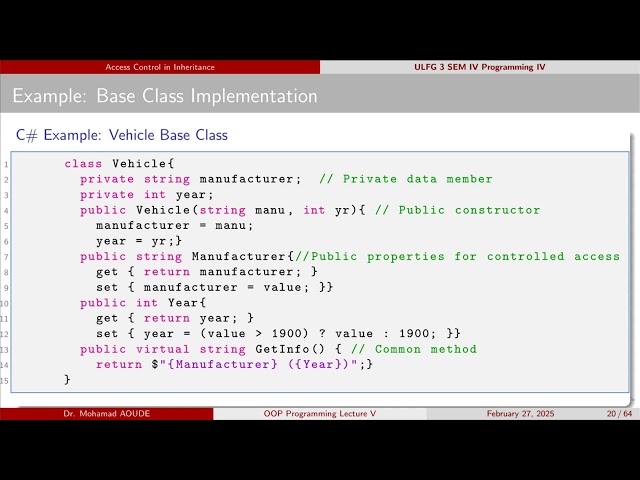 Object-Oriented programming (C#) lecture 05 inheritance part 02