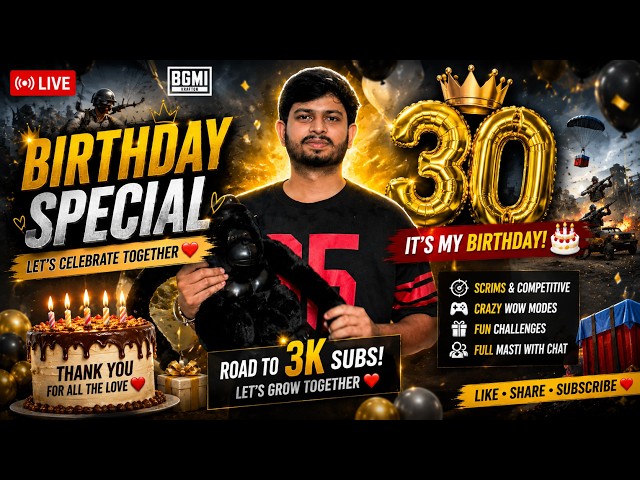 🔴 IT'S MY 30TH BIRTHDAY! 🎂🔥 | BGMI BIRTHDAY SPECIAL ❤️ | ROAD TO 3K #bgmi