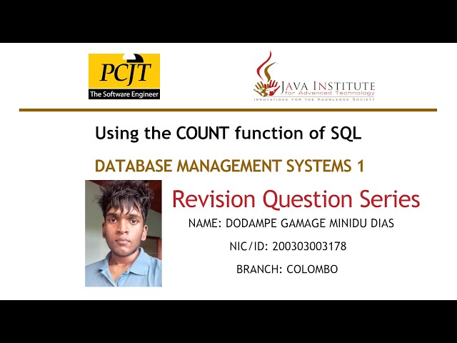 Using the COUNT function of SQL - Database Management Systems 1