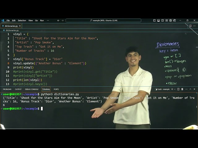 Python dictionaries - vinyl albums with Julian
