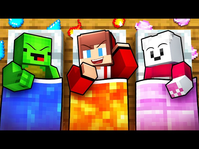 JJ and Mikey: ELEMENTAL SLEEPOVER BATTLE - Minecraft Maizen
