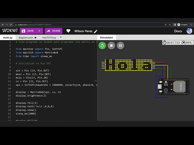 Montaje 27: Programado en un ESP32 en Python para Matrix7219