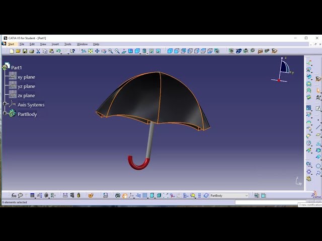 Catia Tutorial| Surface Modeling || Designing of an UMBRELLA for the  beginners