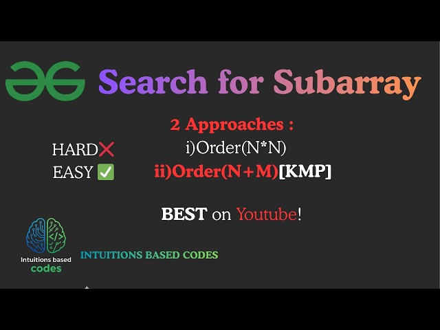Search for Subarray || String Matching || KMP || Hard || GFG Potd || IBC🎉🎉