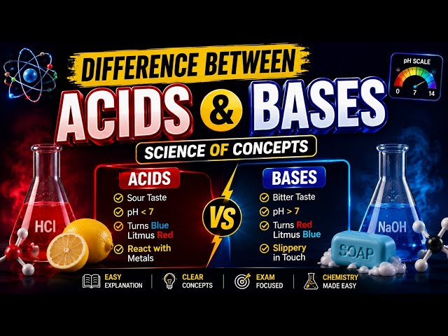 Difference Between Acids and Bases | Acids vs Bases Explained Easily | Science of Concepts
