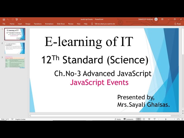 Javascript Events# 12th Science