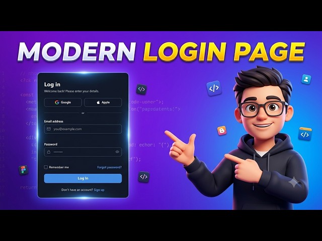 Modern Login Page with Google & Apple Sign-In | HTML CSS JavaScript Tutorial