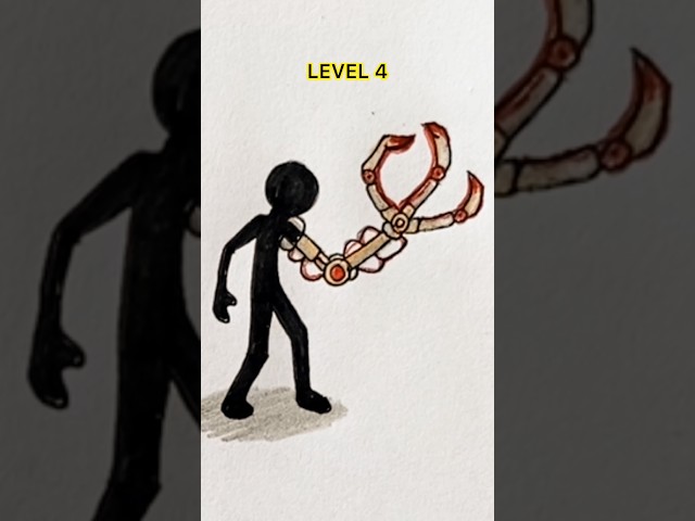 Drawing Stickman: Level 1 to Level 7! ✍️🔥#shorts