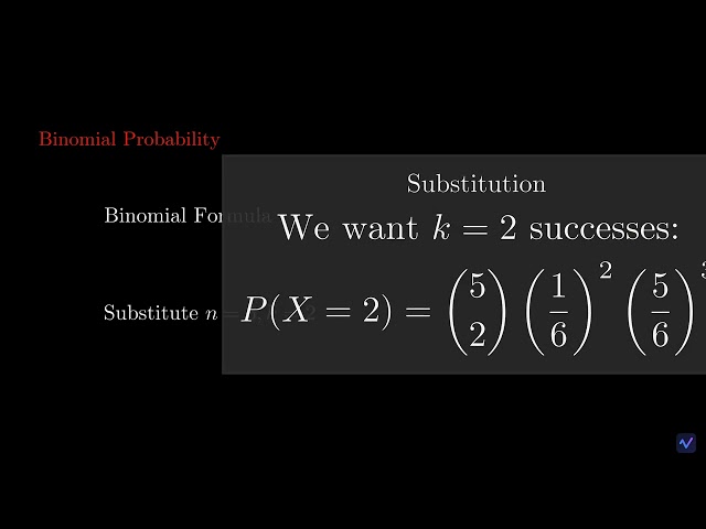 Binomial Probability: Exactly Two Sixes in 5 Rolls 🎲