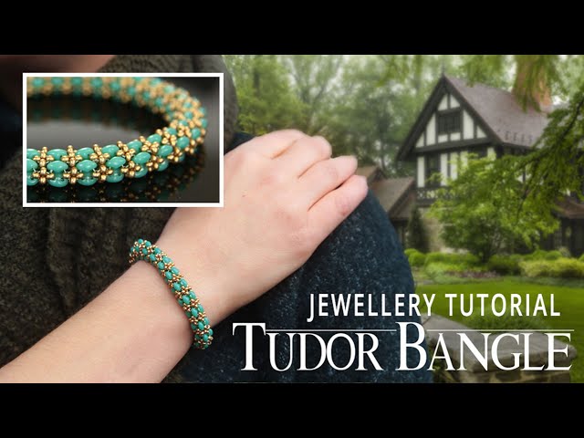 Easy Beaded Bangle Bracelet Tutorial with two hole twin beads