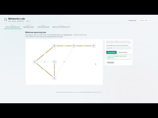 Networks Lab - for year 12 QCAA General Math students.