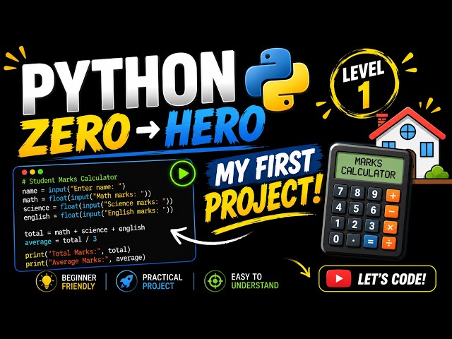 I Built My First Python Project! 🐍 | Student Marks Calculator | Python Zero to Hero #1