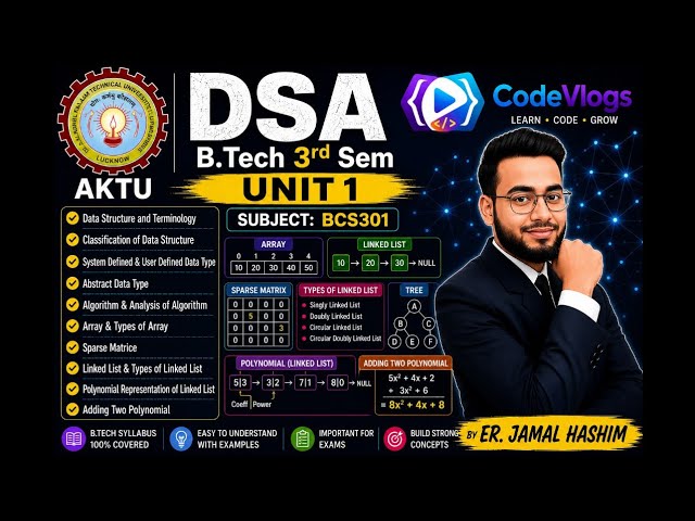 Data Structure Unit 1 Complete | BCS301 | AKTU B.Tech 3rd Semester | Complete Notes + PYQs