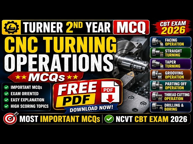 TURNER 2nd Year Theory MCQ | CNC Turning Operations MCQ | CNC Machine Theory | CBT Exam 2026