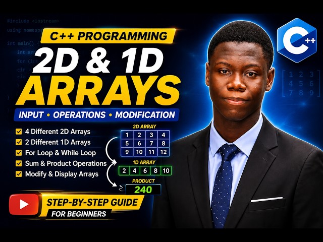 C++ 2D & 1D Arrays | Complete Step-by-Step Tutorial for Beginners