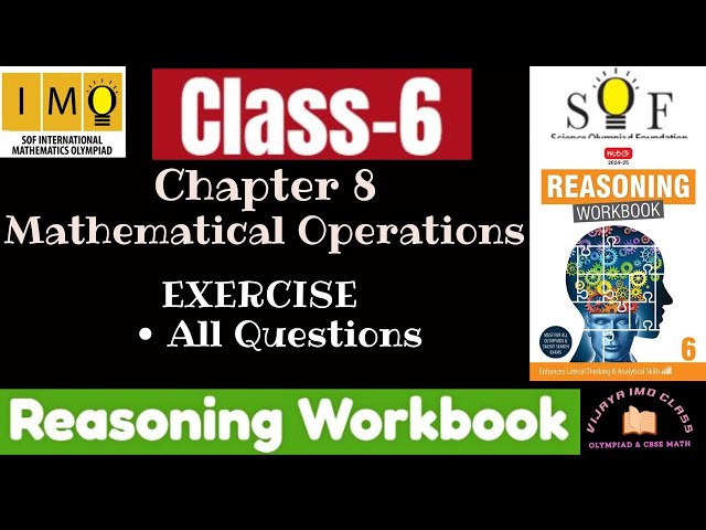 Class 6 Reasoning WORKBOOK | Chapter-8 Mathematical Operations #mathematicaloperations
