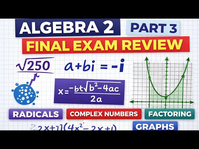 Algebra 2 Final Exam Review – Part 3 | Radicals, Complex Numbers, Factoring & Graphs