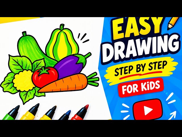 Easy Vegetables🥕 Drawing for Beginners || Simple Step by Step Guide to Draw Cute Veggies Fast