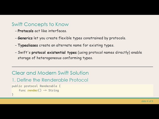 Understanding typealias and Protocol-based Collections like Bag Renderable  in Swift