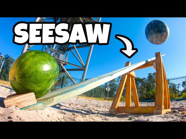 WRECKING BALL Vs. SEESAW from 45m! How High Will the Watermelon Go?