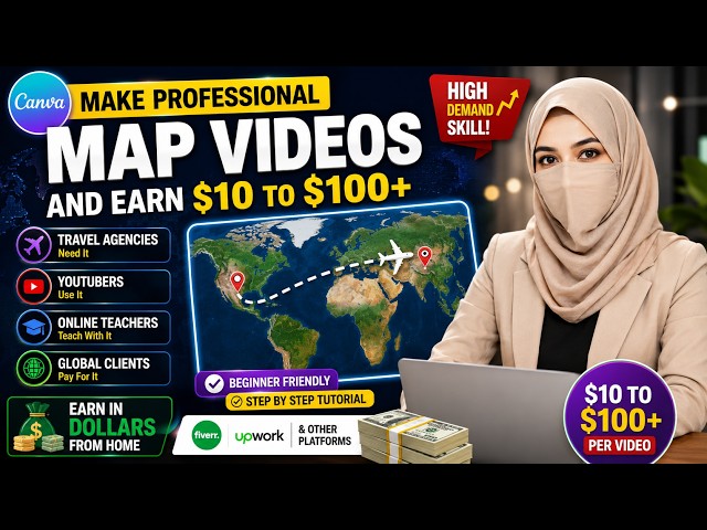 Create Cinematic Map Videos in Canva in 2 Minutes | Earn money Online  |Canva Map Animation Tutorial