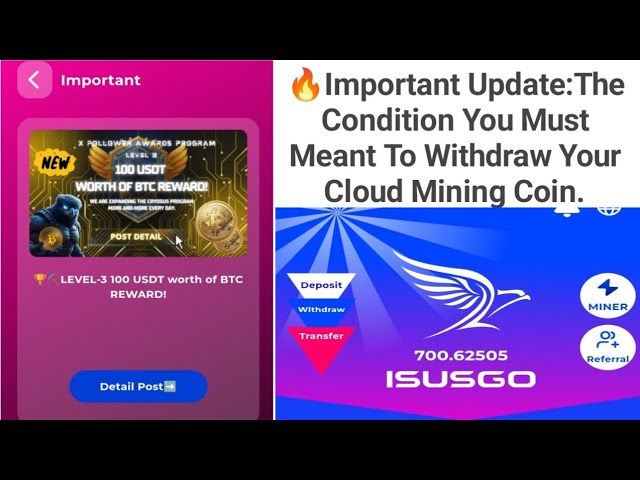 "Must-Meet Condition to Withdraw from Isusgo Cloud Mining! ⚠️⛏️💸 Don’t Miss This!"