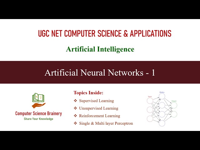 Artificial Neural Networks - 1 | Artificial Intelligence | Unit 10-13 | UGC NET Computer Science